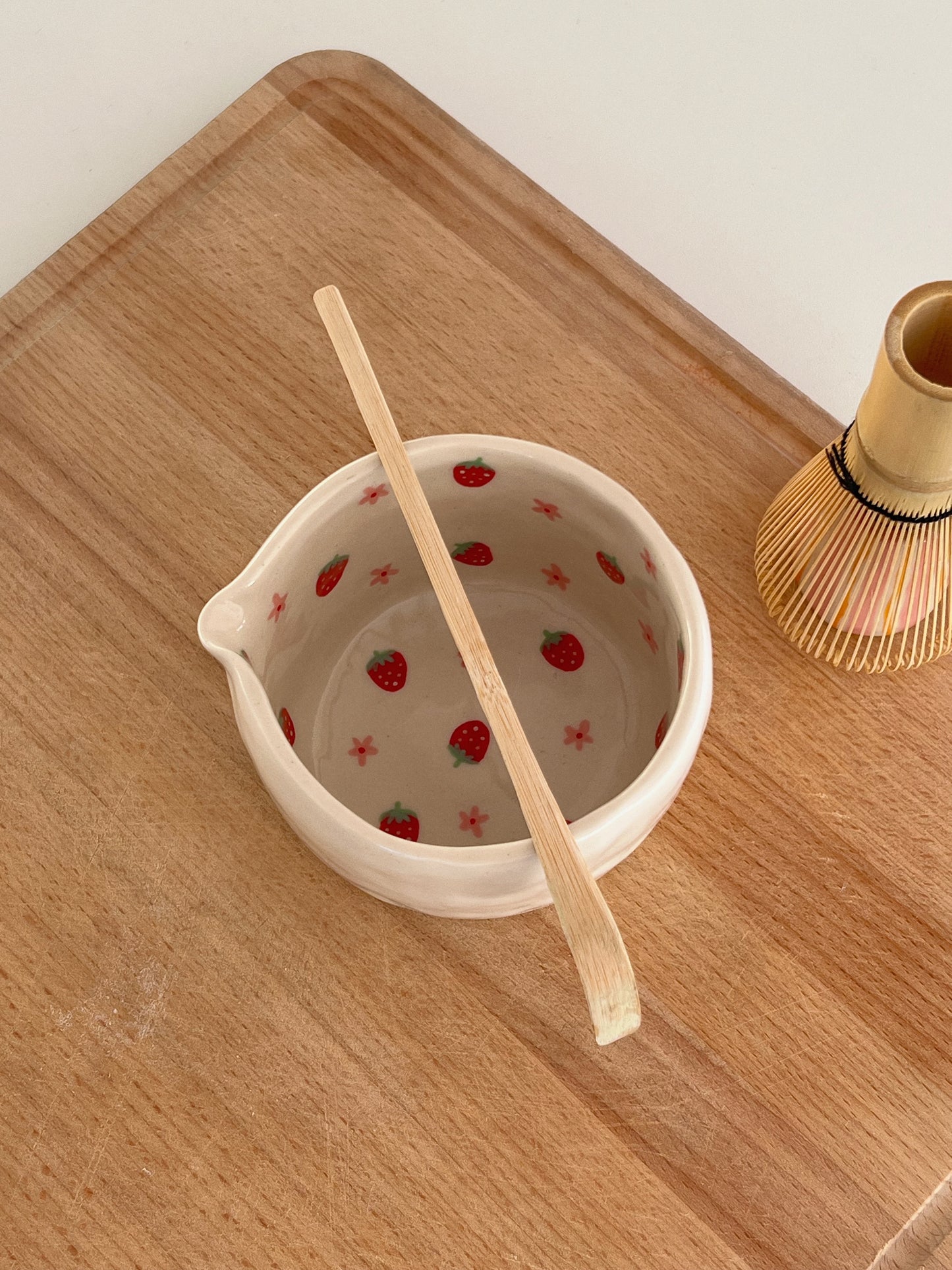 strawberry blossom matcha bowl