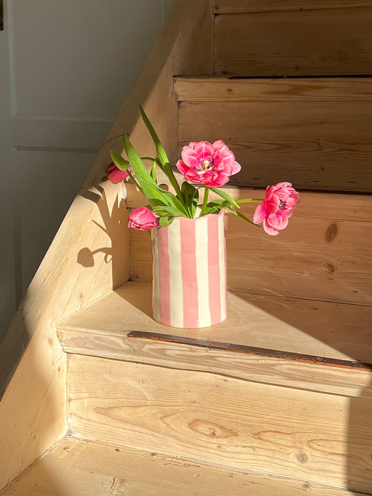blushy striped vase
